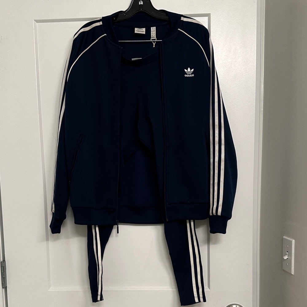 Adidas Navy Blue Tracksuit with White Stripes set